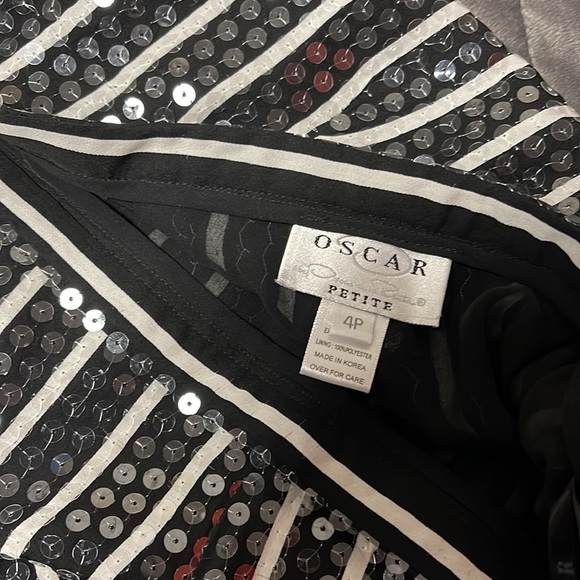 Oscar De La Renta silk, striped sequin pants - Picture 3 of 5